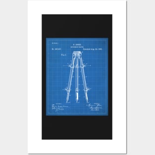 Surveyor Tripod Patent - Land Surveying Geology Geography Art - Blueprint Posters and Art